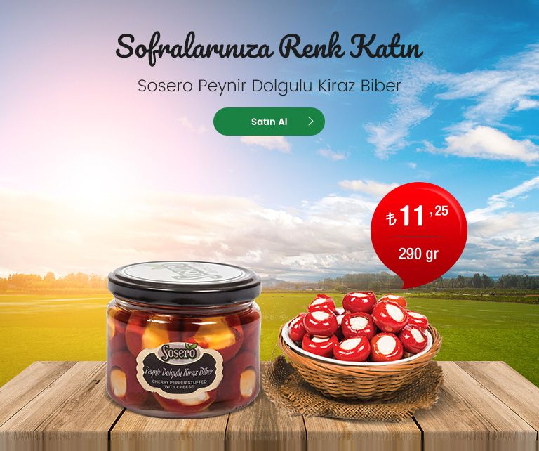 Sosero Peynir Dolgulu Kiraz Biber 9,75 TL