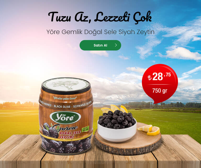 Yöre Gemlik Doğal Sele Siyah Zeytin 750 gr Teneke