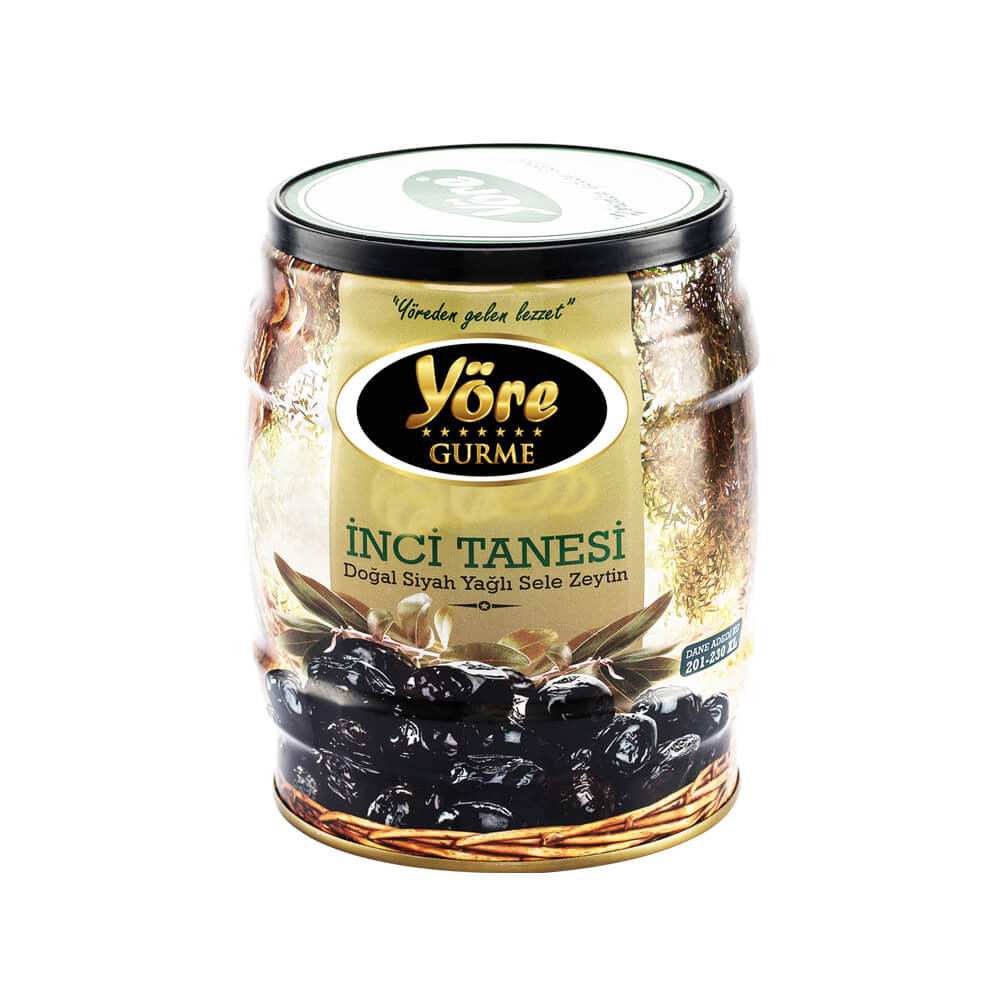 Yöre Gurme İnci Tanesi Sofralık Siyah Zeytin 750 gr Teneke (201-230 kalibre) ürünü